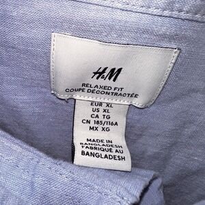 H&M Relaxed Fit Long Sleeve Button Up Shirt Men's XL Blue Casual